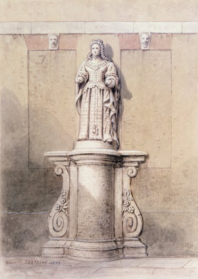 Statue av dronning Anne ved østenden av Queen Square, 1851 av Thomas Hosmer Shepherd