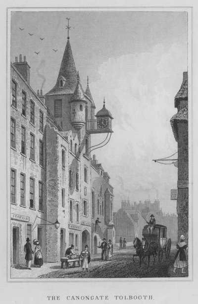 The Canongate Tolbooth (gravering) av Thomas Hosmer Shepherd