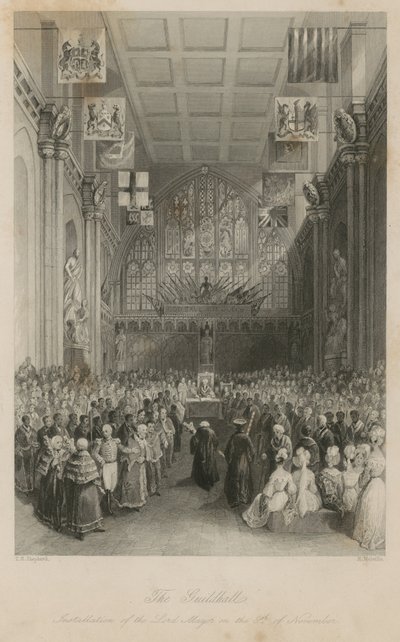 The Guildhall: Innsetting av Lord Mayor 8. november av Thomas Hosmer Shepherd