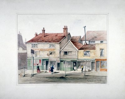 The Hare and Hounds Inn og butikkfronter på Upper Street, Islington, London, c1835. av Thomas Hosmer Shepherd