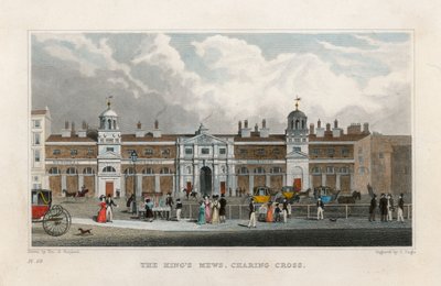 The Kings Mews, Charing Cross. Midlertidig hjemmet til Edward Cross's Menagerie av Thomas Hosmer Shepherd
