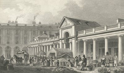 NW-fasaden til det nye Covent Garden-markedet, 1827-30 av Thomas Hosmer Shepherd