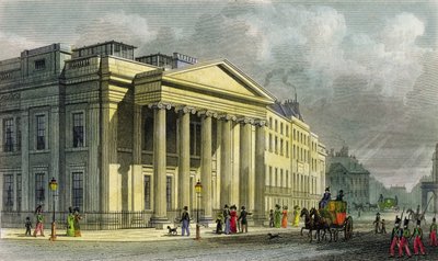 The New College of Physicians, Pall Mall, East, gravert av Thomas Barber (1768-1843) (fargegravering) av Thomas Hosmer Shepherd