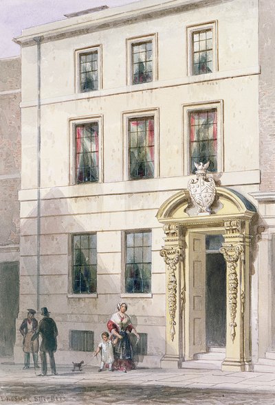 Den nye fronten til Painter Stainers Hall, 1850 (wc på papir) av Thomas Hosmer Shepherd