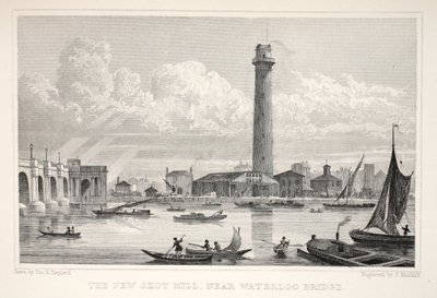 The New Shot Mill, nær Waterloo Bridge, fra puben 'London and it's Environs in the Nineteenth Century'. Jones und Co., 1827-1829 av Thomas Hosmer Shepherd