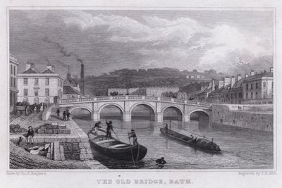Den gamle broen, Bath (gravering) av Thomas Hosmer Shepherd