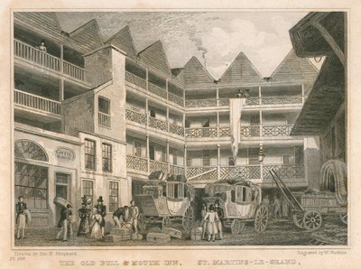 The Old Bull and Mouth Inn, St Martin's-le-Grand, London av Thomas Hosmer Shepherd