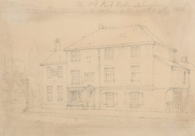 The Old Pied Bull Inn, Islington (blekk på papir) av Thomas Hosmer Shepherd