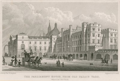 Parlamentshuset fra Old Palace Yard, Westminster, London av Thomas Hosmer Shepherd