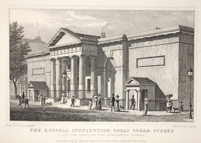 Russell Institution, Great Coram Street, fra puben 