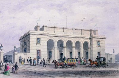 Den sørvestlige jernbanestasjonen ved Nine Elms Vauxhall, 1856 av Thomas Hosmer Shepherd