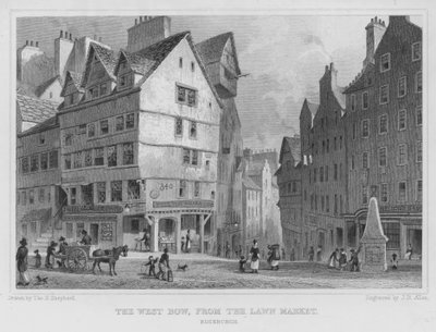 The West Bow, fra Lawn Market, Edinburgh (gravering) av Thomas Hosmer Shepherd