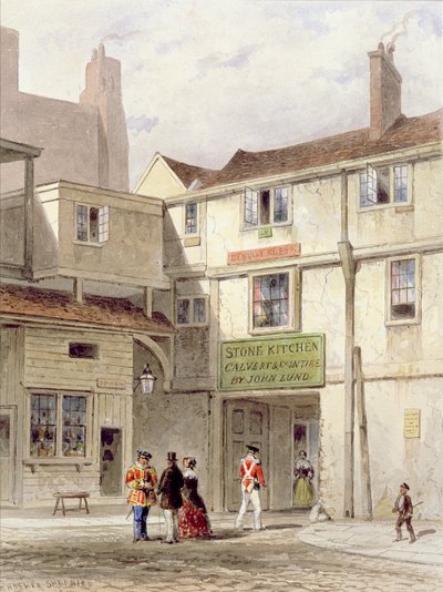 Den berømte kantinen i tårnet - kalt The Stone Kitchen - trakk ned 1827 (akvarell) av Thomas Hosmer Shepherd