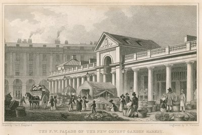 Den nordvestlige fasaden til det nye Covent Garden Market, London av Thomas Hosmer Shepherd