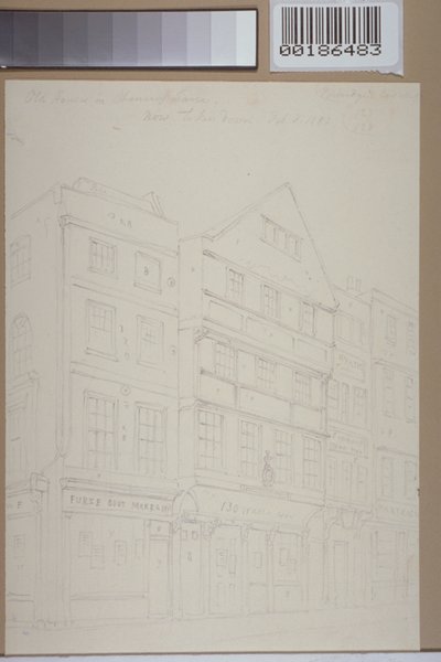 Utsikt over gamle hus i Chancery Lane, 1853 av Thomas Hosmer Shepherd