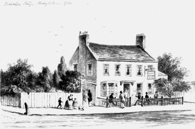 Utsikt over Yorkshire Stingo Public House i Paddington, 1860-1859 (tegning) av Thomas Hosmer Shepherd