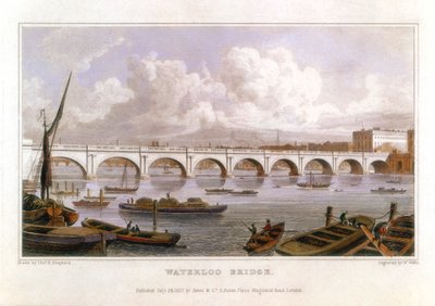 Waterloo Bridge, London, over Themsen, 1817 av Thomas Hosmer Shepherd