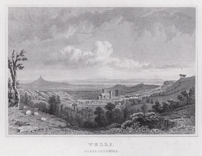Wells, Somersetshire (gravering) av Thomas Hosmer Shepherd