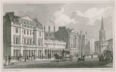Vestsiden av Langham Place, Marylebone, London, inkludert All Souls Church av Thomas Hosmer Shepherd