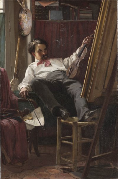 Selvportrett av kunstneren i hans studio av Thomas Hovenden