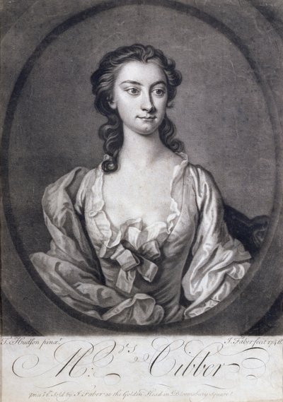 Portrett av fru Cibber (1714-66), skuespillerinne og sanger, gravert av John Faber (1684-1756), 1746 av Thomas Hudson