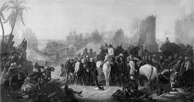 The Relief of Lucknow, und Triumphant Meeting of Havelock, Outram og Sir Colin Campbell, fra 
