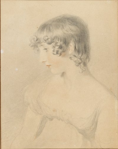Bysteportrett av Susan Bloxam, vendt i profil til venstre, 1818 av Thomas Lawrence