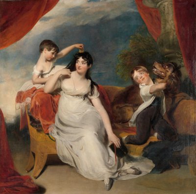 Maria Mathilda Bingham med to av barna sine Maria Mathilda Bingham, kone til Henry Baring, med to av barna hennes, antagelig James Bridgeman og Anna Maria av Thomas Lawrence