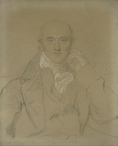 Portrett av George Canning, M.P. (1770-1827), halvlang, sittende (blyant, svart, hvit og rødt kritt på lerret) av Thomas Lawrence