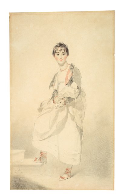 Portrett av Lady Frances Hamilton (1795-1860) (svart og rødt kritt) av Thomas Lawrence
