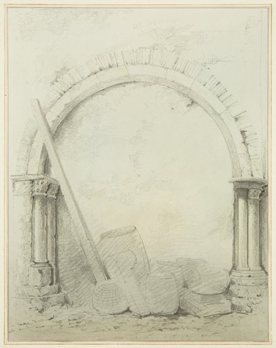 Buer og søyler i Mereweathers lokaler mellom Nicholas Street og Corn Street (blyant og akvarell på papir) av Thomas Leeson the Elder Rowbotham