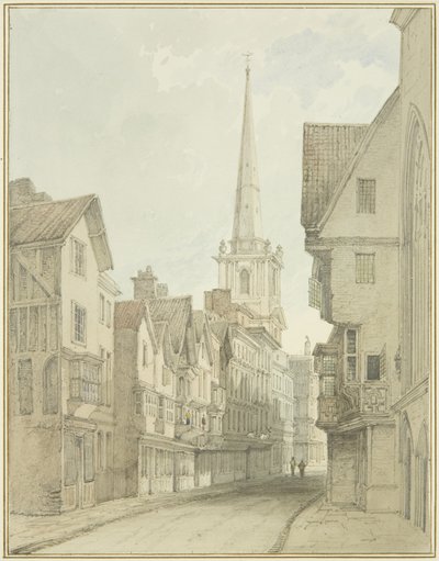 Broad Street (akvarell på papir) av Thomas Leeson the Elder Rowbotham