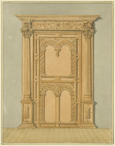 Carved Oak Doorway, 6 Redcliffe Street (akvarell på papir) av Thomas Leeson the Elder Rowbotham