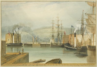 Cumberland Basin, med hjuldamperne 