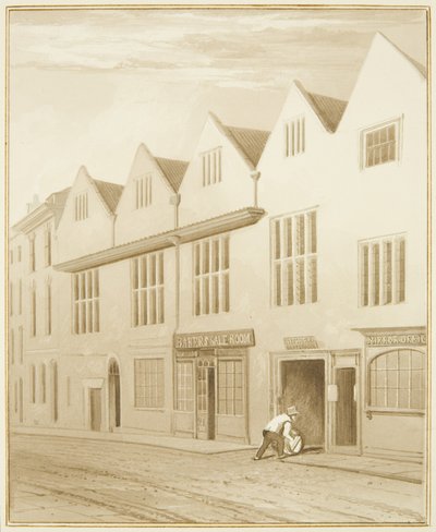 Foran 'Colston's House', Small Street (akvarell på papir) av Thomas Leeson the Elder Rowbotham