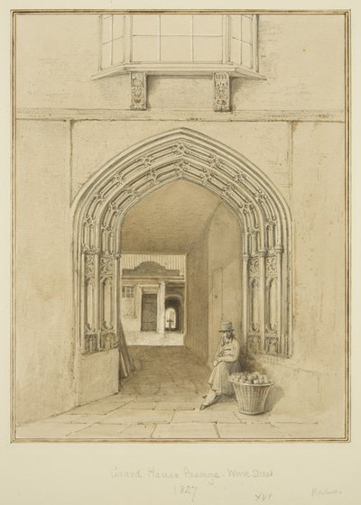 Guard House Passage, Wine Street (akvarell og blyant på papir) av Thomas Leeson the Elder Rowbotham