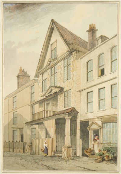Hus i hjørnet av Broad Plain og Goat Alley (akvarell på papir) av Thomas Leeson the Elder Rowbotham