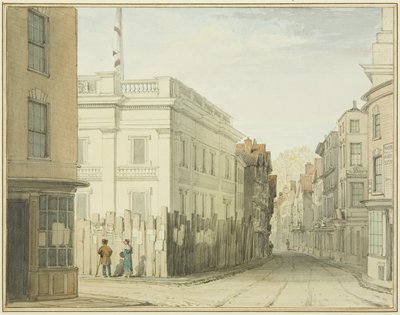 Ser nedover Broad Street med New Council House (akvarell på papir) av Thomas Leeson the Elder Rowbotham