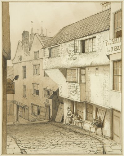 Nedre ende av Steep Street, med hus av Thomas Leeson the Elder Rowbotham