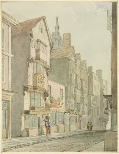 Mary-le-Port Street (akvarell på papir) av Thomas Leeson the Elder Rowbotham