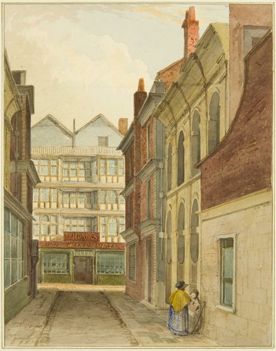Mary-le-Port Street sett fra Cheese Market (akvarell på papir) av Thomas Leeson the Elder Rowbotham