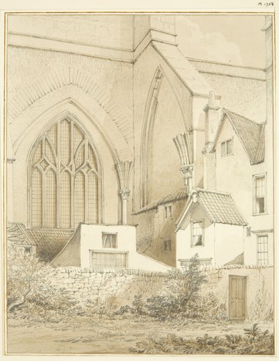 North-West Angle of Bristol Cathedral (blyant og akvarell på papir) av Thomas Leeson the Elder Rowbotham