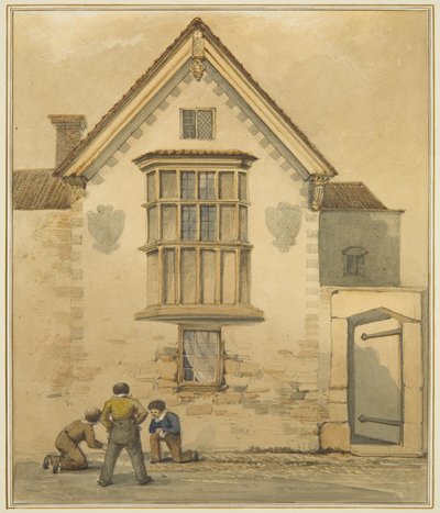 Old House, kalt Palace, i Pile Street (akvarell på papir) av Thomas Leeson the Elder Rowbotham