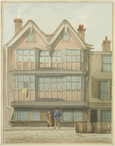 Gamle hus i West Side, Marsh Street (akvarell på papir) av Thomas Leeson the Elder Rowbotham