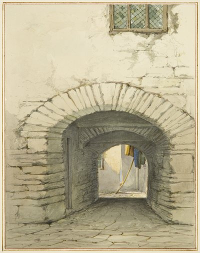 Passage Archway utenfor Marsh Street (akvarell på papir) av Thomas Leeson the Elder Rowbotham