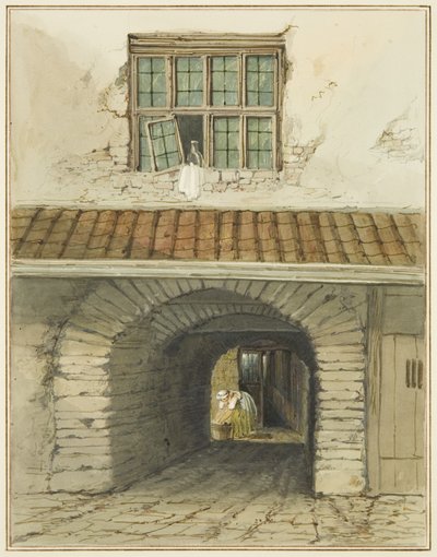 Passage Archway utenfor Marsh Street bak House (akvarell på papir) av Thomas Leeson the Elder Rowbotham