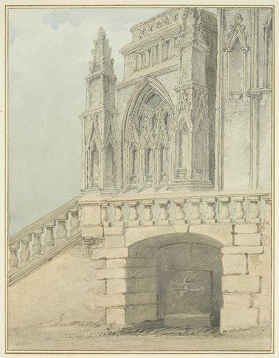 Redcliffe Conduit og en del av North Porch (akvarell på papir) av Thomas Leeson the Elder Rowbotham