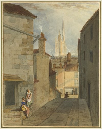 Skritt fra Trenchard Lane til Host Street (akvarell på papir) av Thomas Leeson the Elder Rowbotham