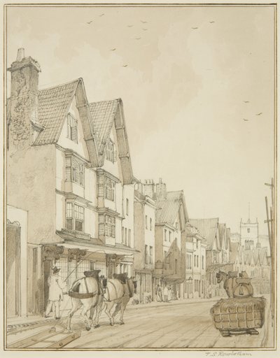 Temple Street, ser nordover (blyant og akvarell på papir) av Thomas Leeson the Elder Rowbotham