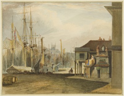 Kaien, ser nordover, med Old Corn Exchange av Thomas Leeson the Elder Rowbotham